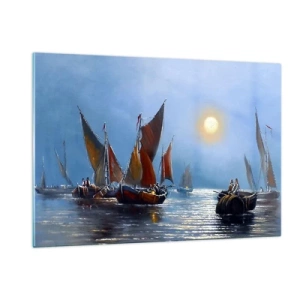 Obraz na szkle - Nocny połów - 120x80cm - Nocny połów - Nowoczesna dekoracja ścienna do salonu, kuchni i sypialni ARTTOR