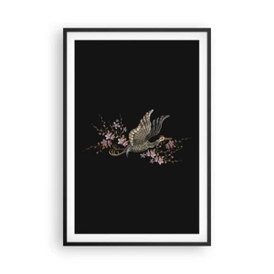 Plakat w czarnej ramie - Egzotyczny, haftowany ptak - 61x91 cm