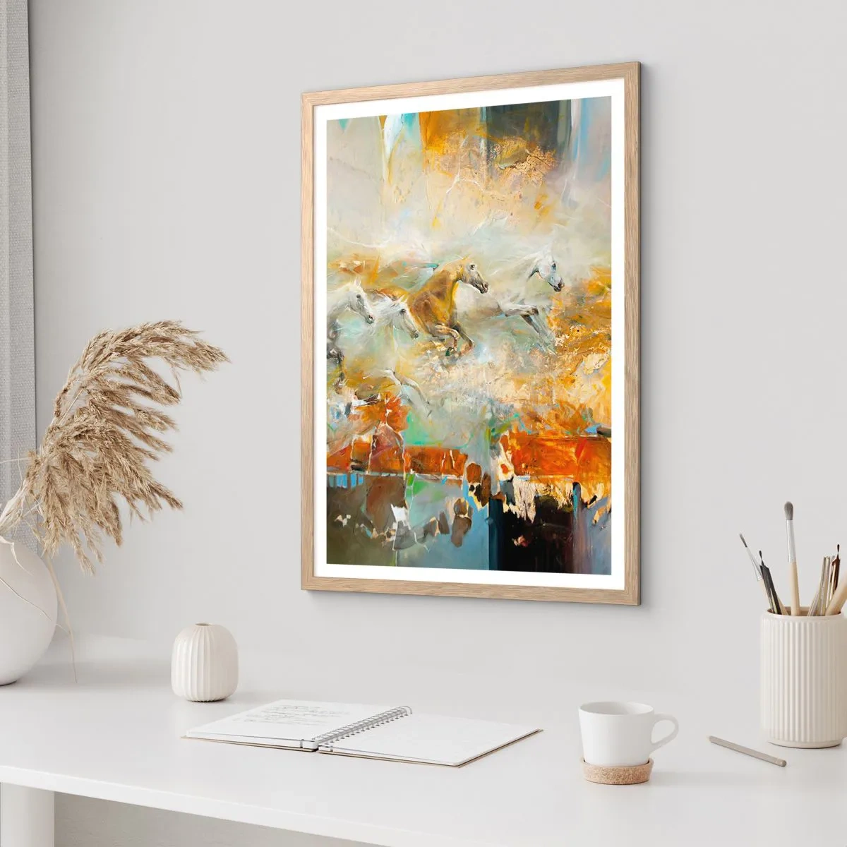 Plakat w ramie jasny dąb - Galopem przez światło - 70x100 cm