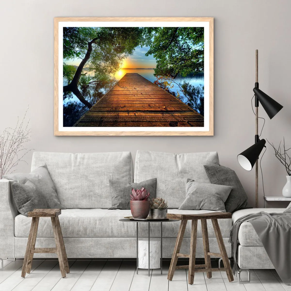 Plakat w ramie jasny dąb - Nie śpiesz się, usiądź - 100x70 cm