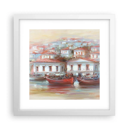 Plakat w białej ramie - Szczęśliwe miasteczko - 30x30 cm