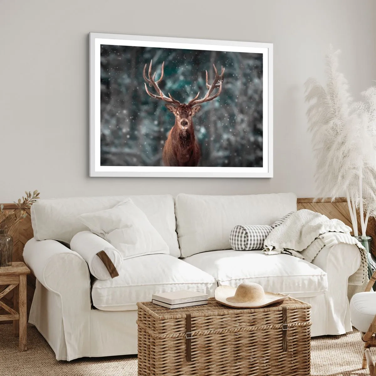 Plakat w białej ramie - Król lasu ukoronowany - 40x30 cm