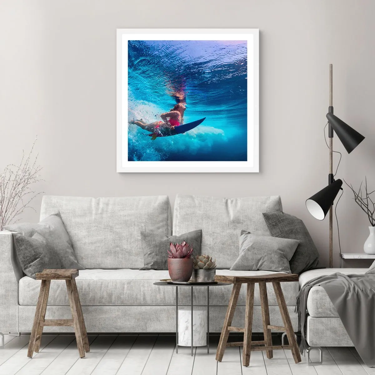 Plakat w białej ramie - Głębia radości - 60x60 cm