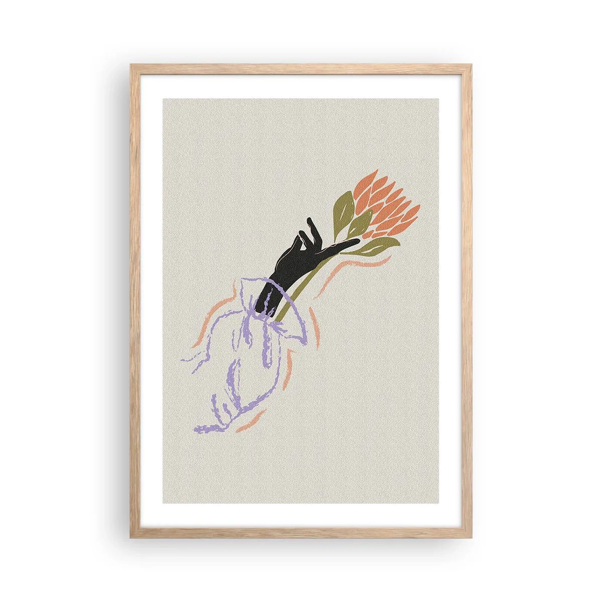 Plakat w ramie jasny dąb - Siostrzany dotyk - 50x70 cm