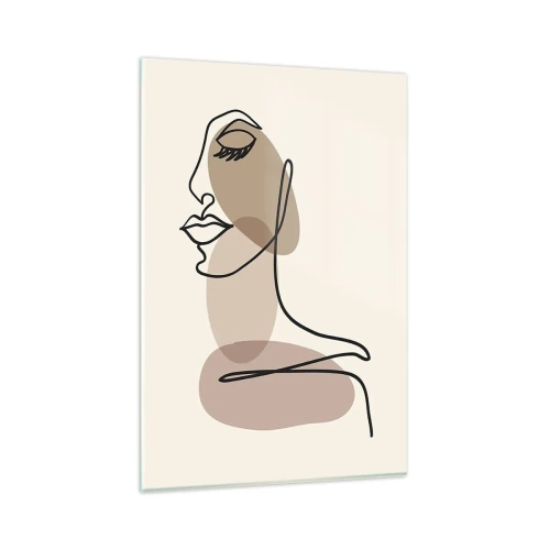 Obraz na szkle - Kobiecy profil w minimalistycznym stylu line art - 80x120cm - Pewna linia piękna - Nowoczesna dekoracja ścienna do salonu i sypialni ARTTOR