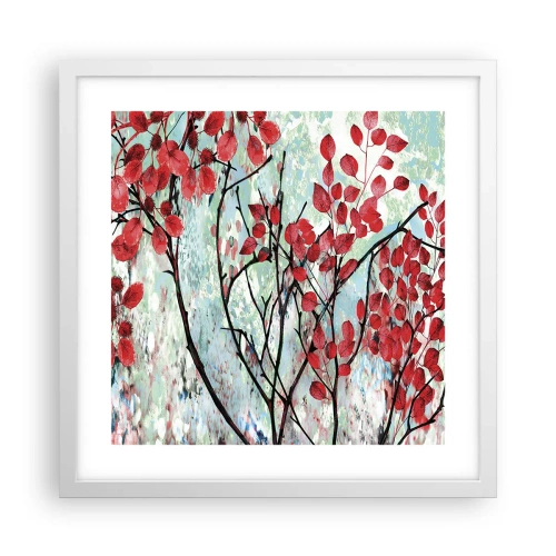 Plakat w białej ramie - Drzewo w szkarłacie - 40x40 cm