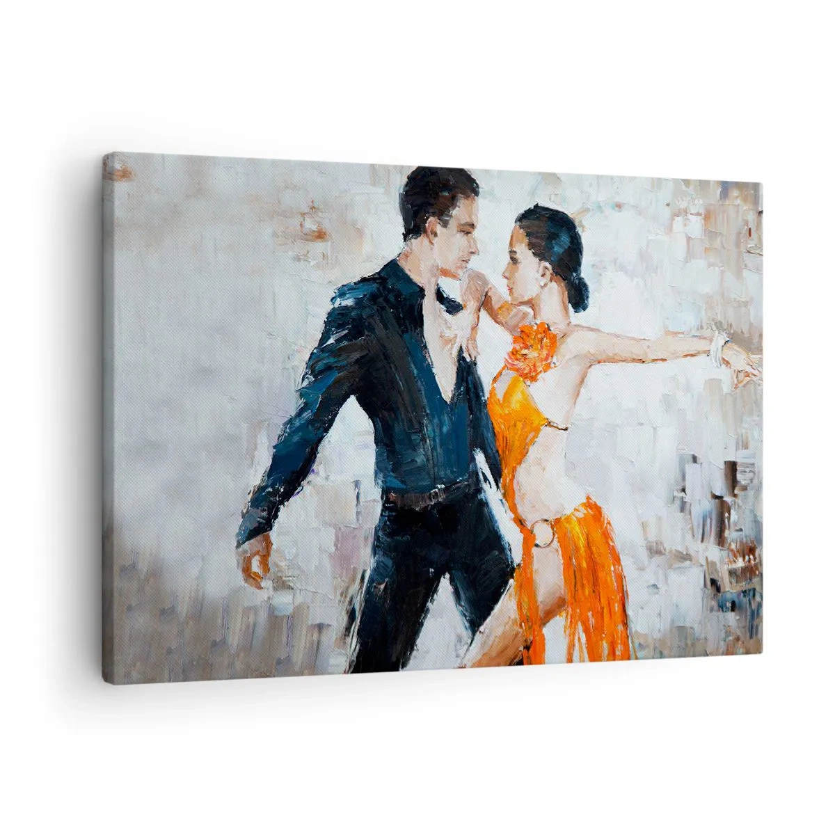 Obraz na płótnie - Dynamiczna para tańcząca w stylu latynoamerykańskim - 70x50cm - Dirty dancing - Nowoczesna dekoracja ścienna do salonu i sypialni ARTTOR
