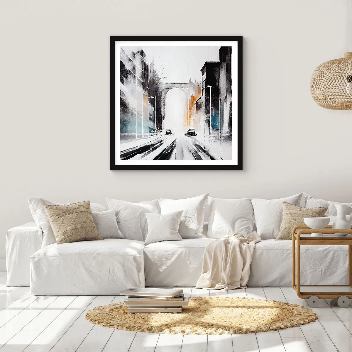 Plakat w czarnej ramie - Studium miasta: architektura i ruch - 30x30 cm