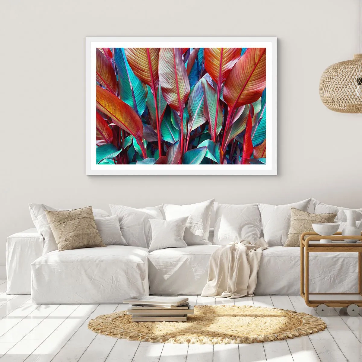 Plakat w białej ramie - Kolorowy gąszcz - 70x50 cm