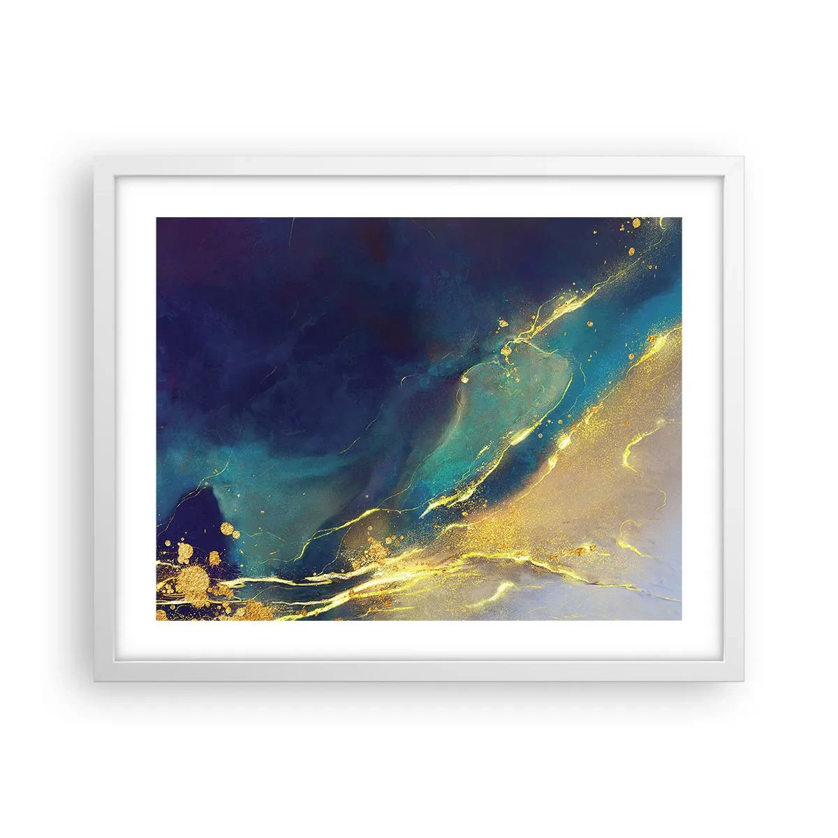 Plakat w białej ramie - Złote rozlewisko - 50x40 cm