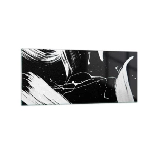 Obraz na szkle - Abstrakcyjne białe pociągnięcia na czarnym tle - 120x50cm - Przełamać mrok - Nowoczesna dekoracja ścienna do salonu i sypialni ARTTOR