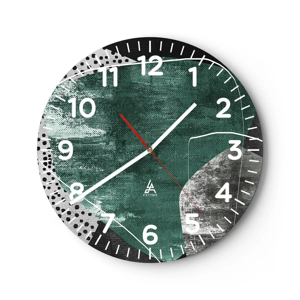 Zegar ścienny - Barwna abstrakcja z płatkiem złota - 30x30 cm