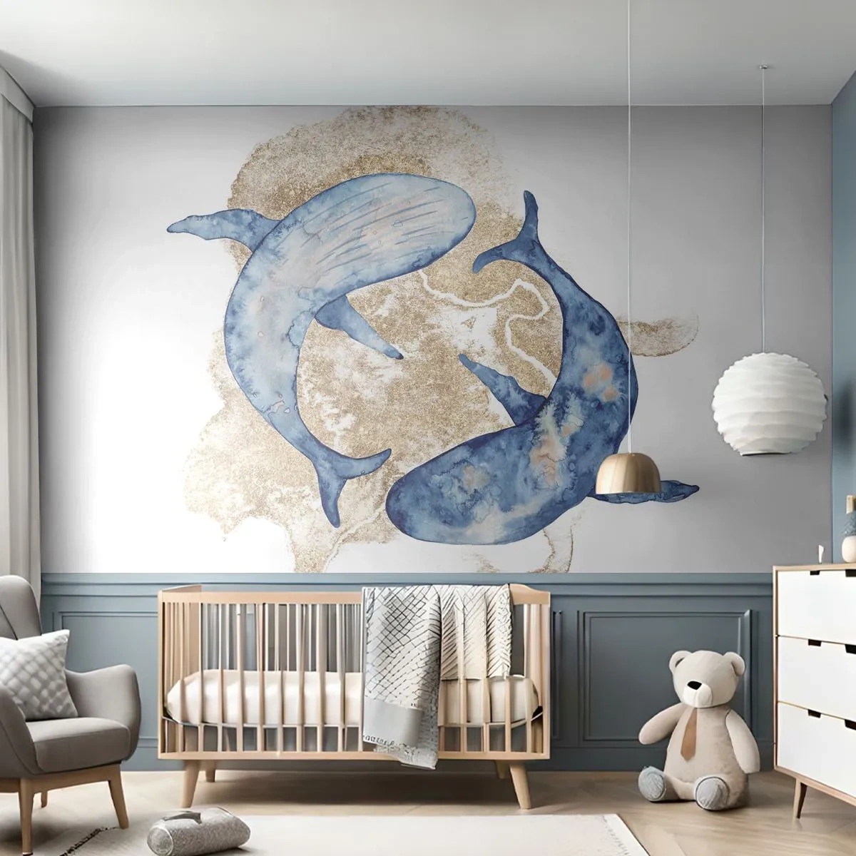 Fototapeta Premium Sand - Przyjaźń czy kochanie? - Delfiny, Abstrakcja, Sztuka - 250x175 cm