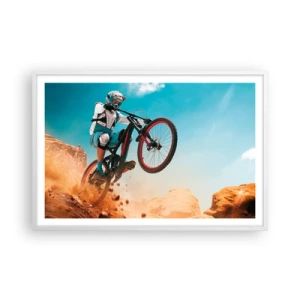 Plakat w białej ramie - Rowerowy demon szaleństwa - 91x61 cm