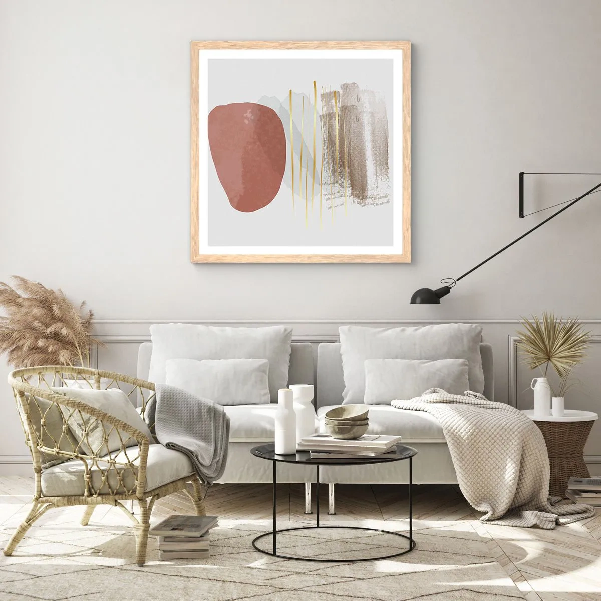 Plakat w ramie jasny dąb - Abstrakcyjna kolumnada - 40x40 cm