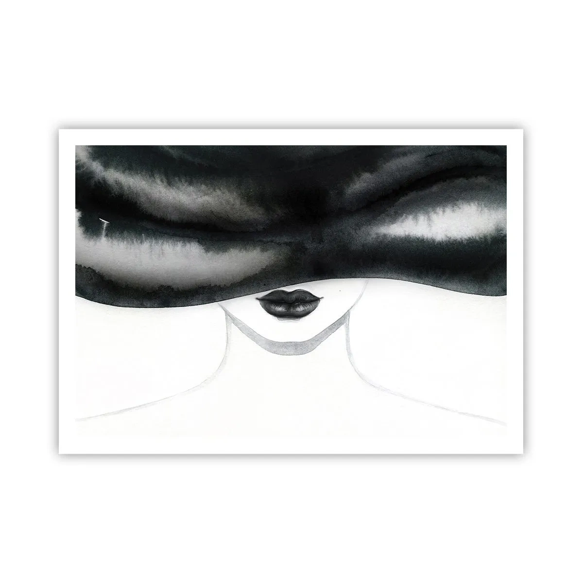 Plakat - Subtelny portret kobiety z zakrytą twarzą w monochromatycznym stylu - 100x70cm - Zmysłowa tajemnica - Nowoczesna dekoracja ścienna do salonu i sypialni ARTTOR