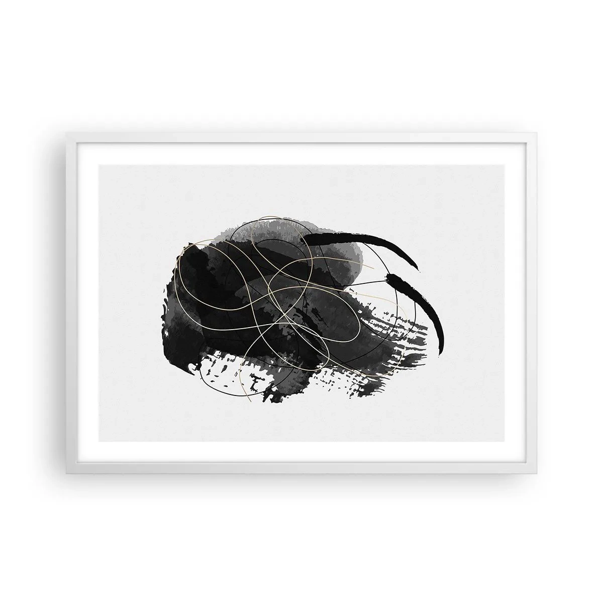 Plakat w białej ramie - Wysnute z czerni - 70x50 cm