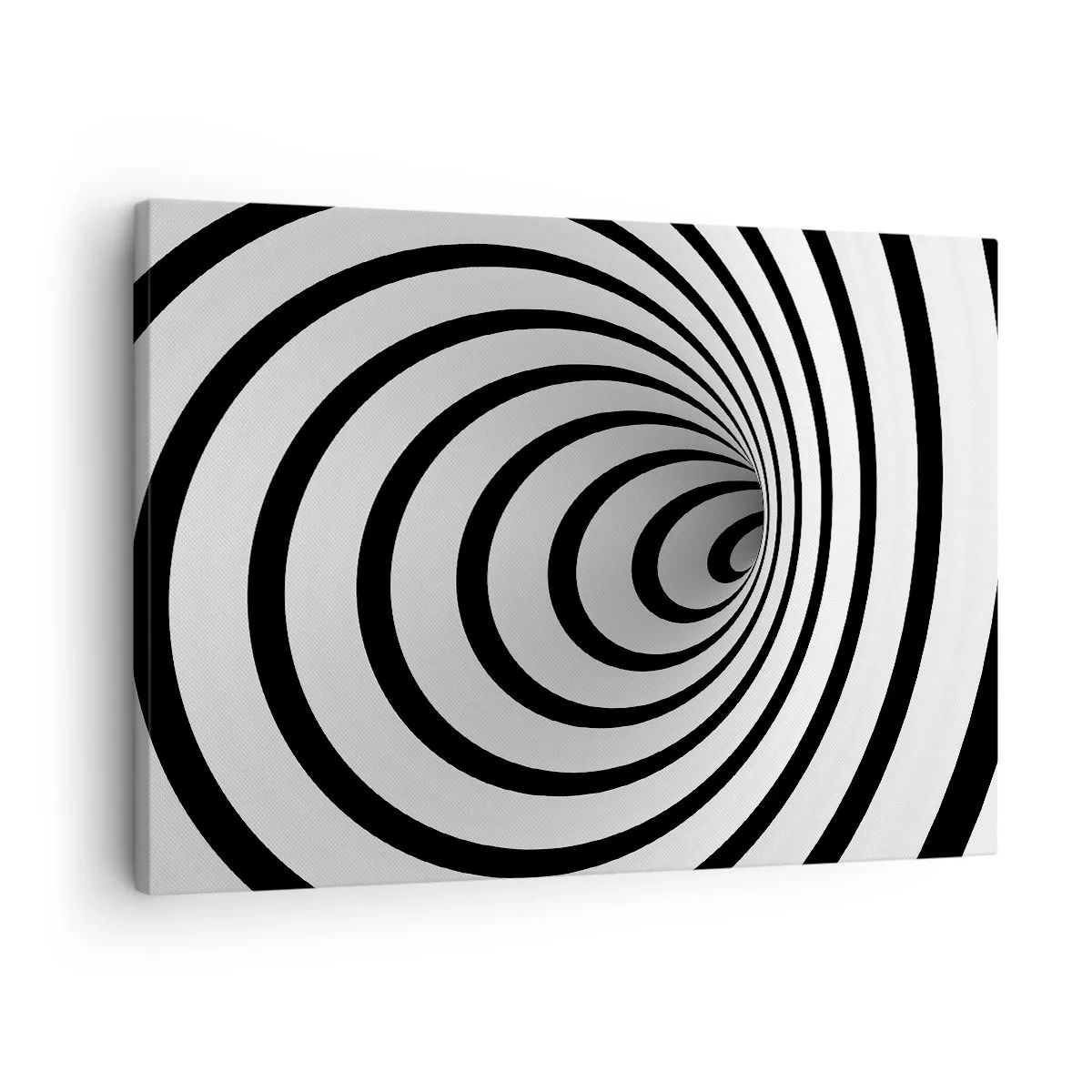 Obraz na płótnie - Czarno-biała spirala tworząca efekt hipnotyczny - 70x50cm - Też nie możesz się oprzec? - Nowoczesna dekoracja ścienna do salonu i sypialni ARTTOR