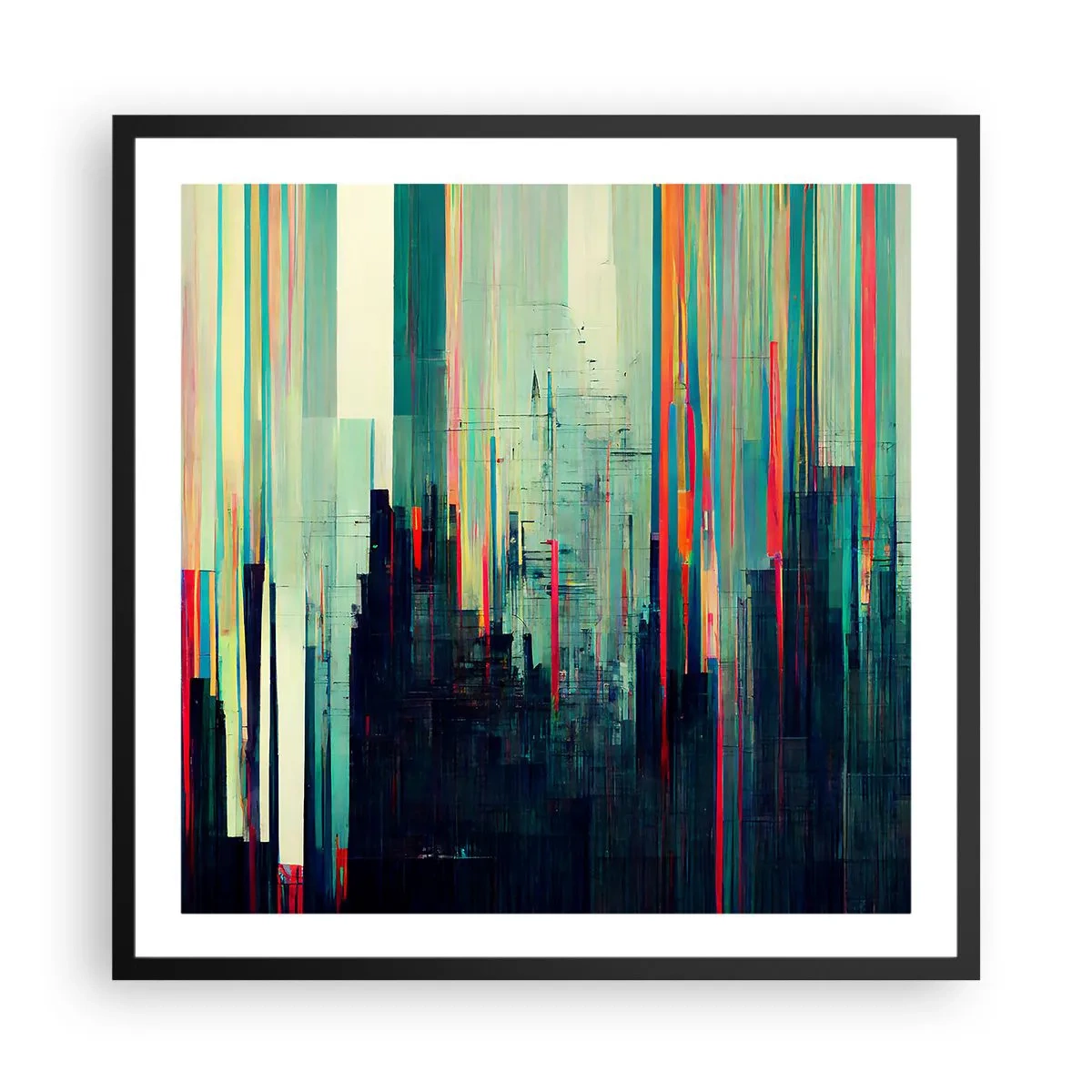 Plakat w czarnej ramie - Futurystyczne miasto - 60x60 cm