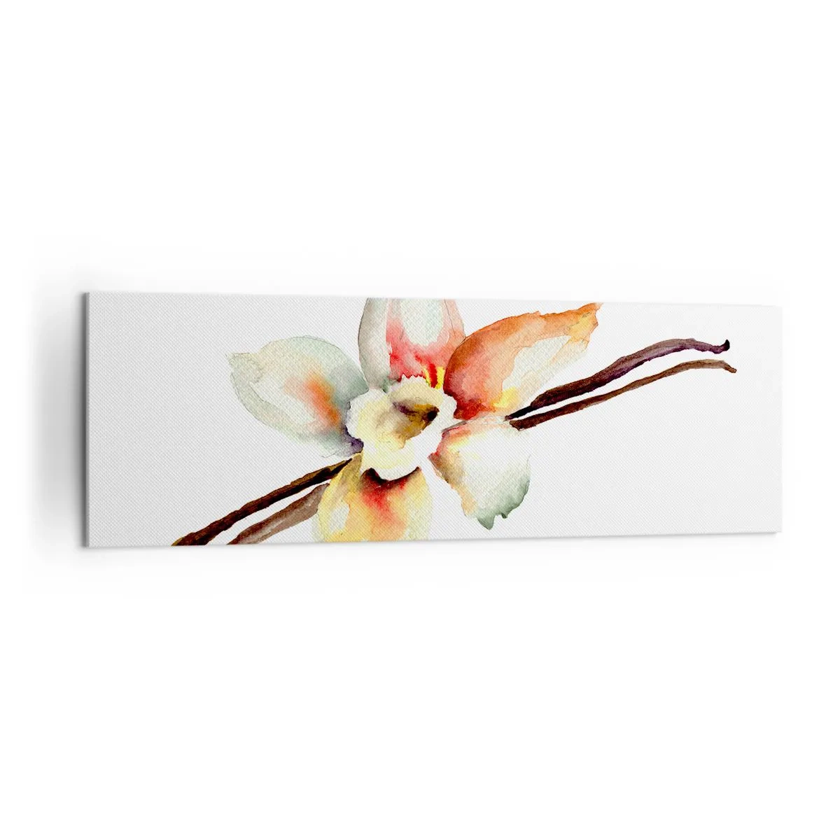 Obraz na płótnie - Akwarelowa ilustracja kwiatowa w pastelowych barwach - 160x50cm - Rozlana farbką słodycz - Nowoczesna dekoracja ścienna do salonu i sypialni ARTTOR