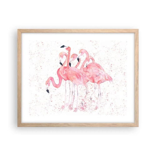 Plakat w ramie jasny dąb - Różowy ansambl - 50x40 cm