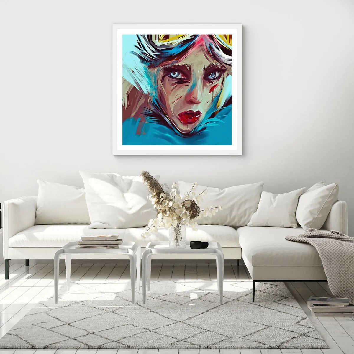 Plakat w białej ramie - Wojowniczka szos - 50x50 cm