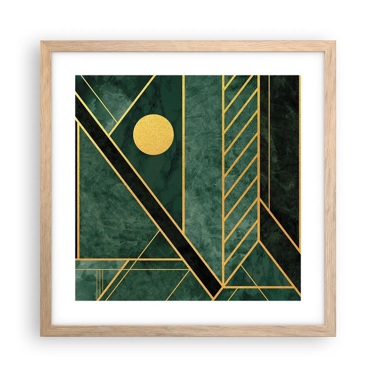 Plakat w ramie jasny dąb - Dynamika złota i lazuru - 40x40 cm