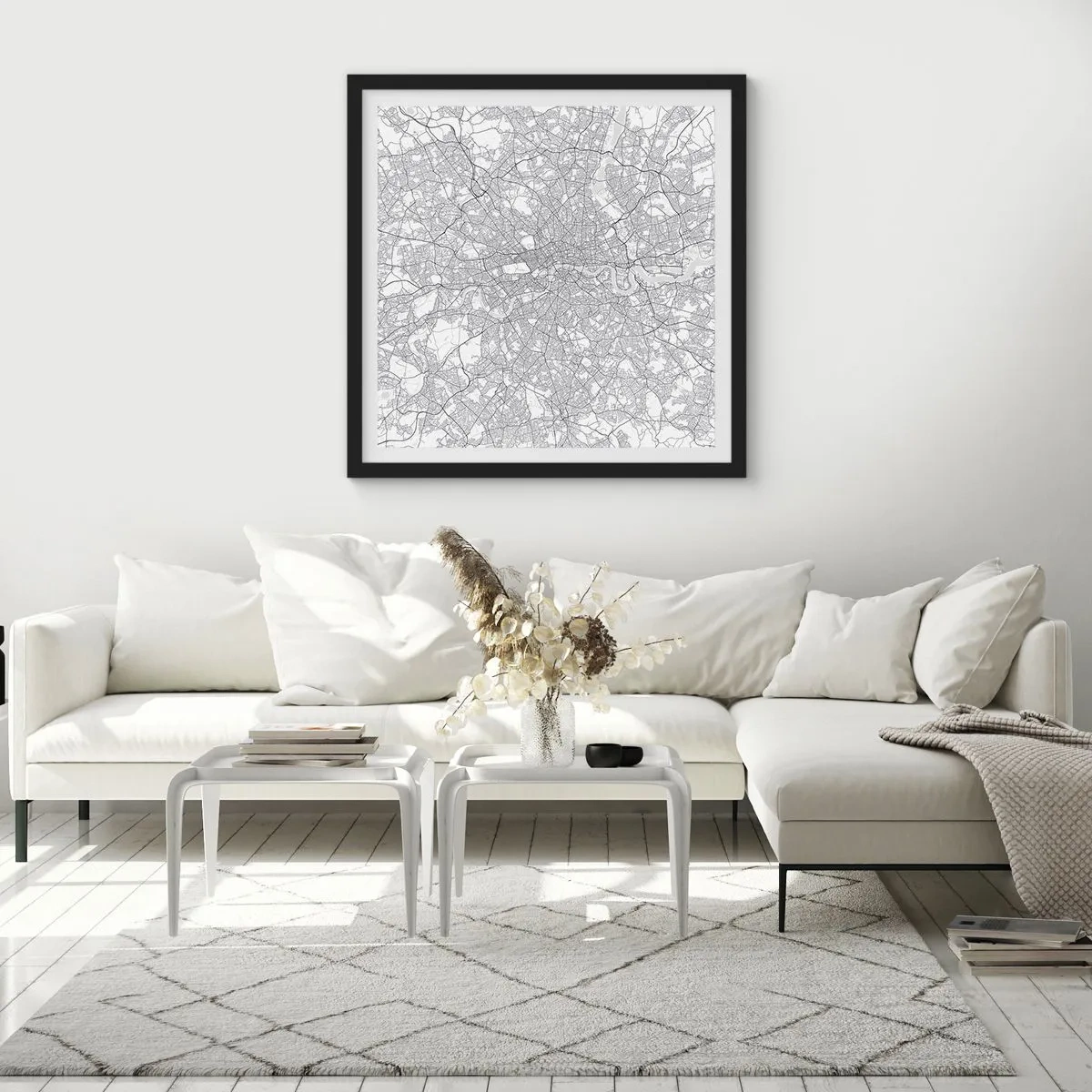 Plakat w czarnej ramie - Mapa londyńskiego labiryntu - 50x50 cm