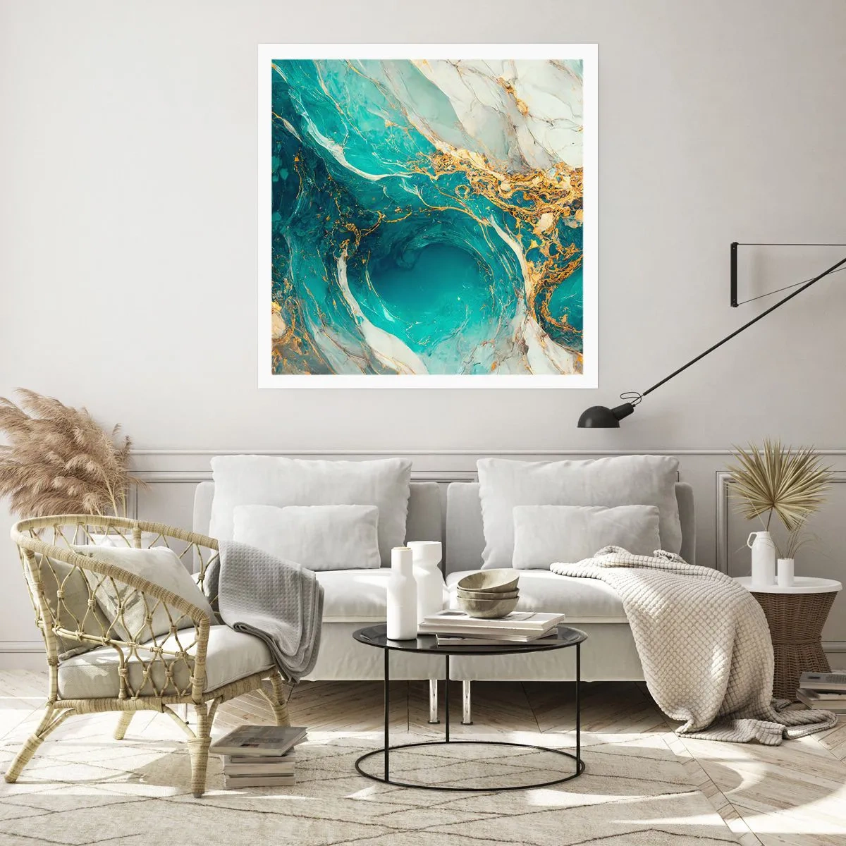 Plakat - Kompozycja z żyłami złota - 40x40 cm