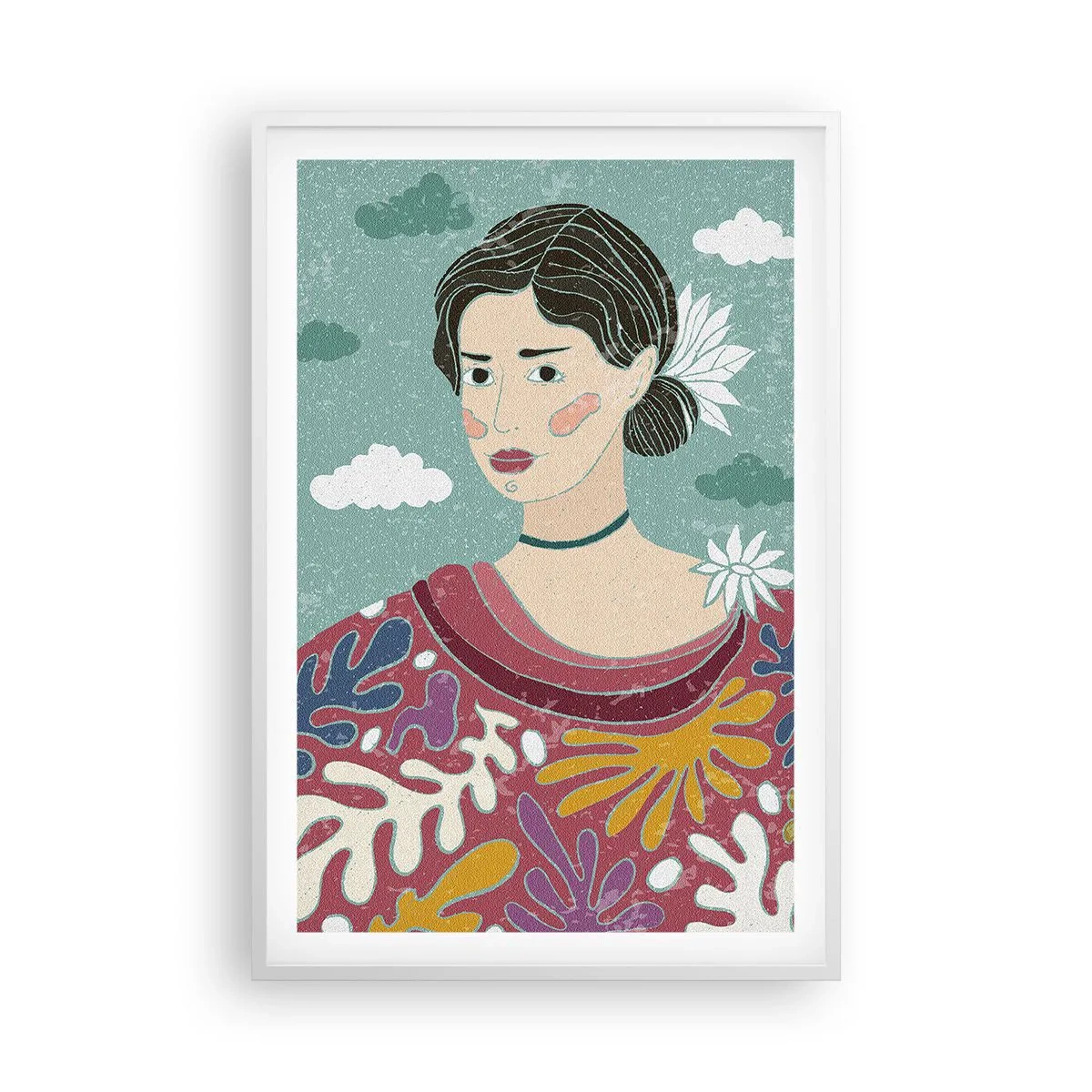 Plakat w białej ramie - Z melancholią w spojrzeniu - 61x91 cm