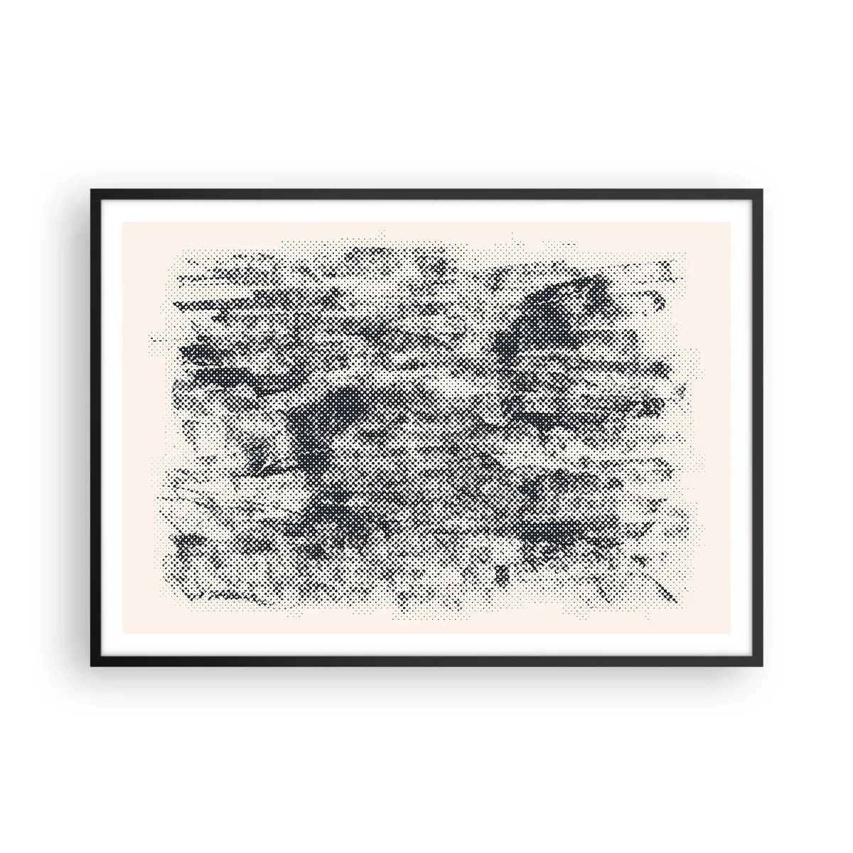 Plakat w czarnej ramie - Abstrakcyjna mglista kompozycja w odcieniach szarości - 100x70cm - Mglista kompozycja - Nowoczesna dekoracja ścienna do salonu i sypialni ARTTOR