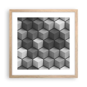 Plakat w ramie jasny dąb - Kubistyczna układanka - 40x40 cm