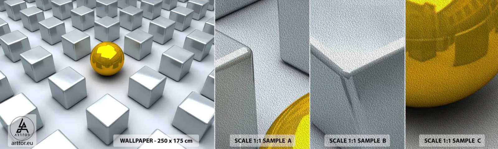 Fototapeta Próbka Premium Sand - Dlaczego ja? Kompozycja geometryczna - Abstrakcja, 3D, Grafika - 100x30 cm