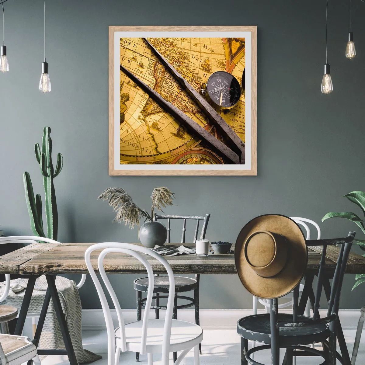 Plakat w ramie jasny dąb - Gdze te skarby? - 60x60 cm