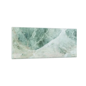 Obraz na szkle - Zielony marmur z delikatnymi białymi żyłkami - 120x50cm - Szlachetny chłód kamienia - Nowoczesna dekoracja ścienna do salonu i sypialni ARTTOR