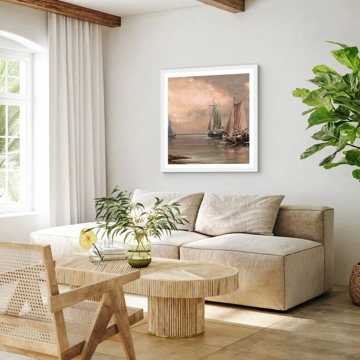 Plakat w białej ramie - Powrót żeglarzy - 60x60 cm