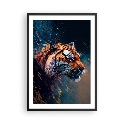 Plakat w czarnej ramie - Dynamiczny portret tygrysa w artystycznym stylu - 50x70cm - Dzikie piękno - Nowoczesna dekoracja ścienna do salonu i sypialni ARTTOR