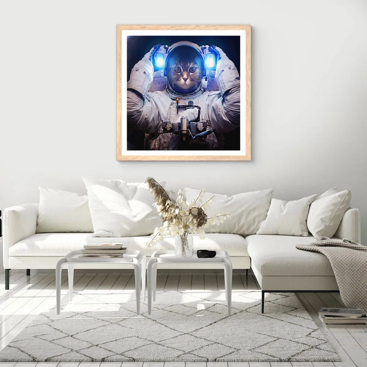 Plakat w ramie jasny dąb - Houston, macie problem - 60x60 cm