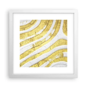 Plakat w białej ramie - Kompozycja w bieli i złocie - 30x30 cm