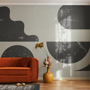 Fototapeta Standard Eco - Abstrakcyjna kompozycja geometryczna w czerni i szarości - 100x70cm - Kompozycja ponad i pod - Nowoczesna dekoracja ścienna do salonu i sypialni ARTTOR
