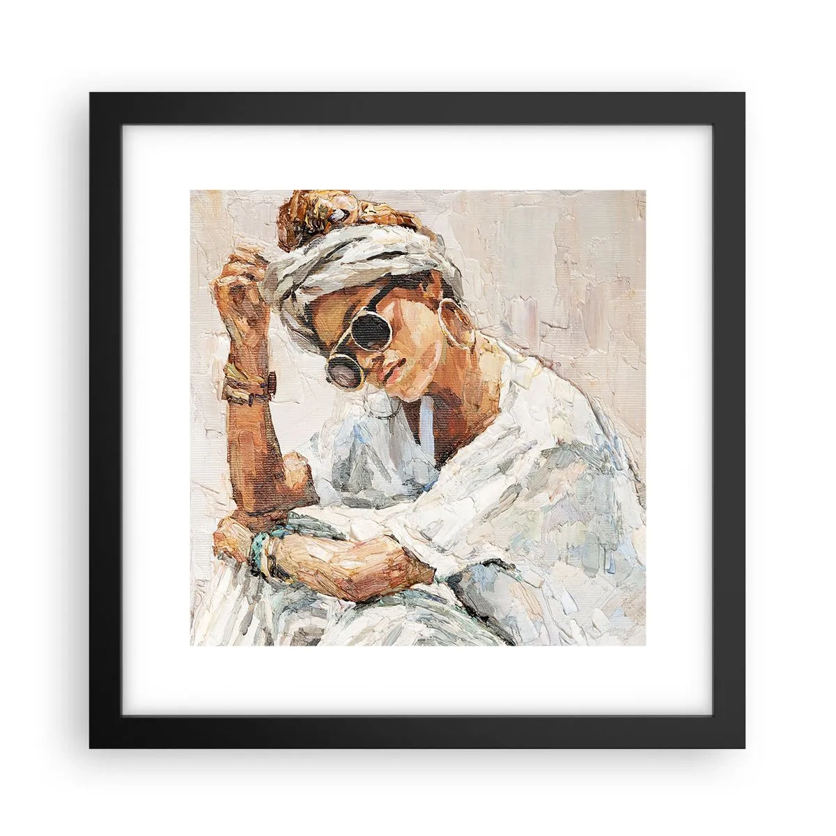 Plakat w czarnej ramie - Portret w pełnym słońcu - 30x30 cm