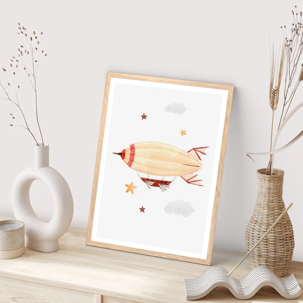 Plakat w ramie jasny dąb - Powietrzny statek - 30x40 cm