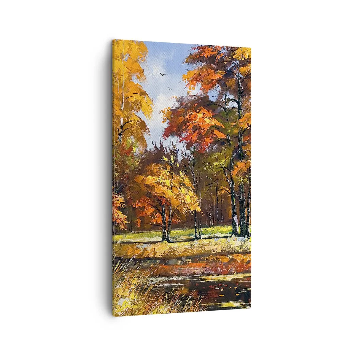 Obraz na płótnie - Pejzaż w złocie i brązie - 45x80 cm