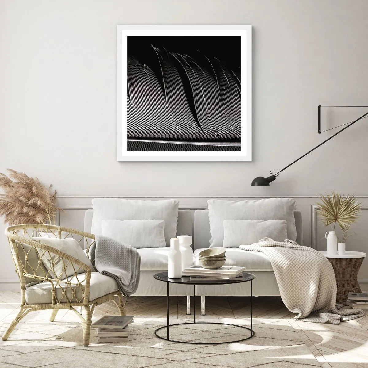Plakat w białej ramie - Pióro – cudowna konstrukcja - 40x40 cm