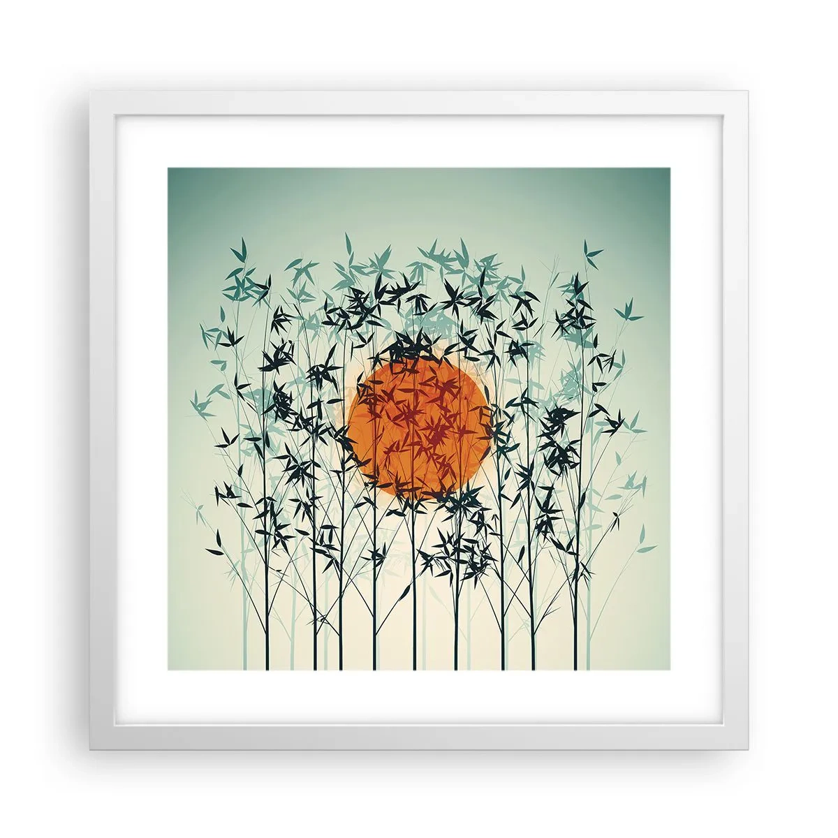 Plakat w białej ramie - Japońskie słońce - 40x40 cm