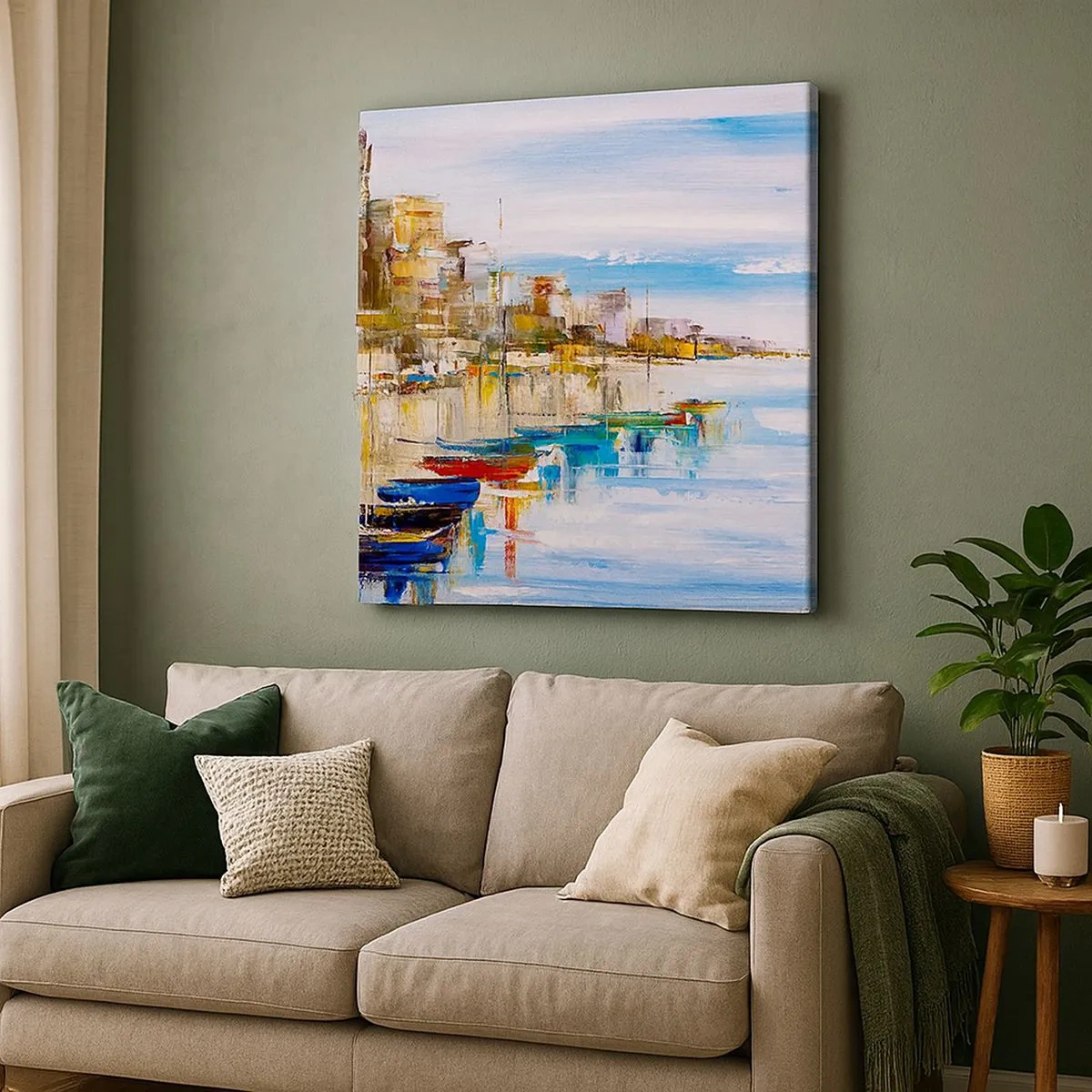 Obraz na płótnie - Wielobarwna miejska przystań - 30x30 cm