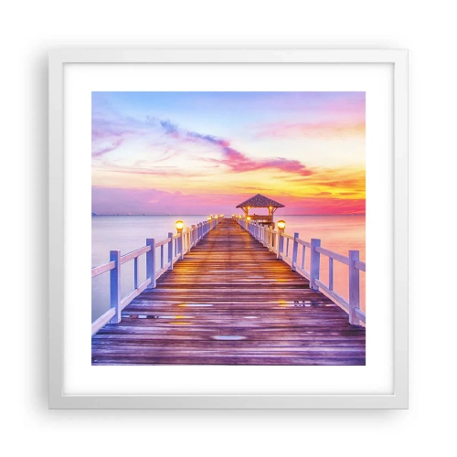 Plakat w białej ramie - Liliowo-złota cisza wieczoru - 40x40 cm