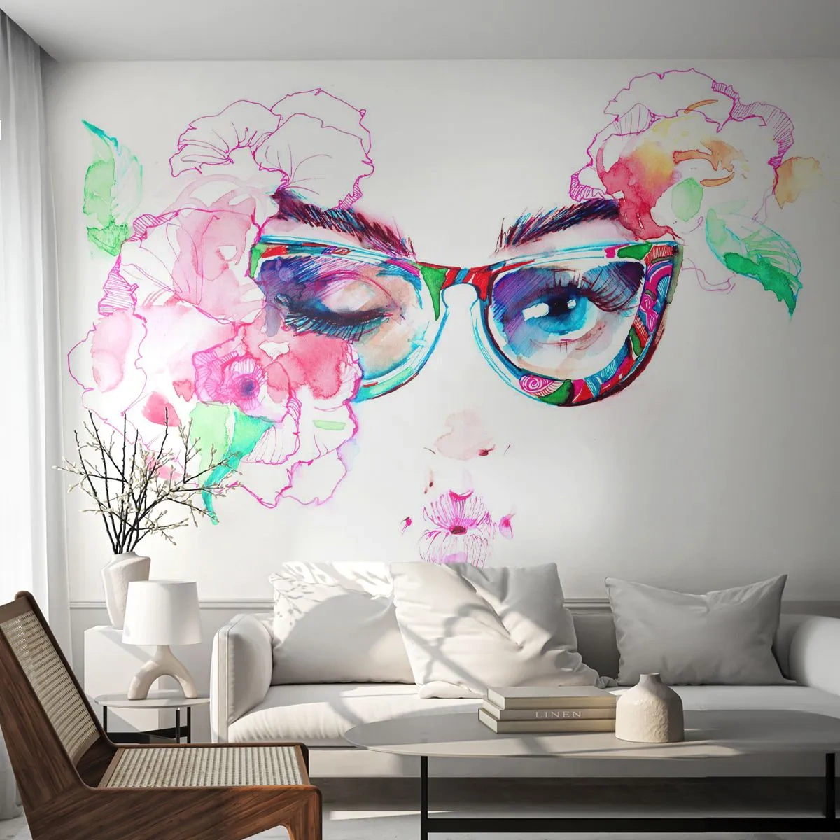 Fototapeta Samoprzylepna Deluxe Sticker - Kusząca obietnica - Abstrakcja, Oczy Kobiety, Okulary - 350x256 cm