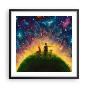 Plakat w czarnej ramie - Miłość i przyjaźń - cały świat - 50x50 cm