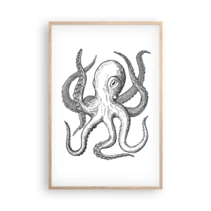 Plakat w ramie jasny dąb - Tańcząca z falami - 61x91 cm